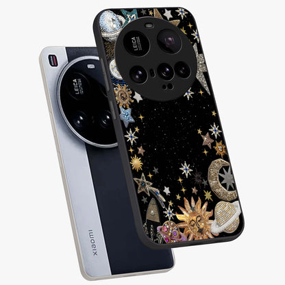 Galactic Jewel Stars Glass Case displayed in angled mockup highlighting shining celestial star design with cosmic aesthetic style.