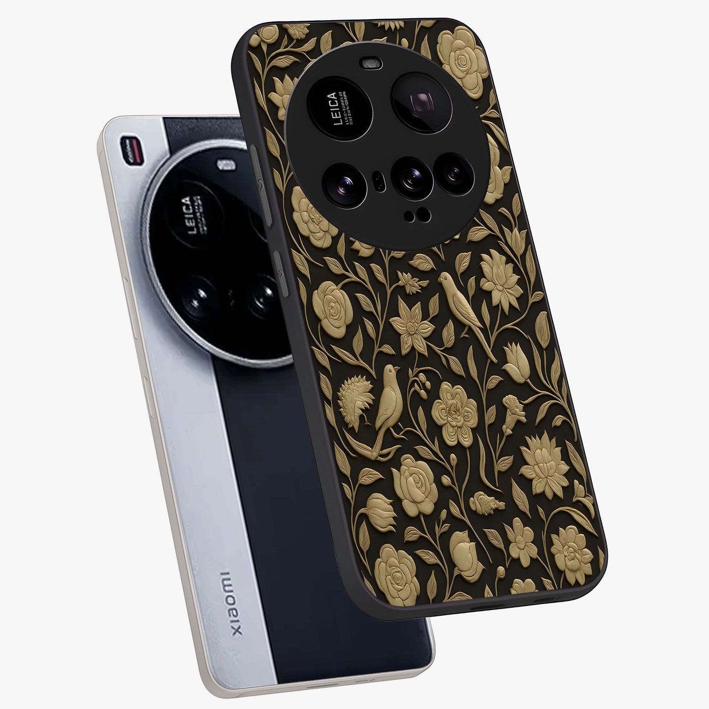 Golden Evil Eye Mandala Glass Case displayed in angled mockup highlighting protective evil eye symbol with golden mandala design.