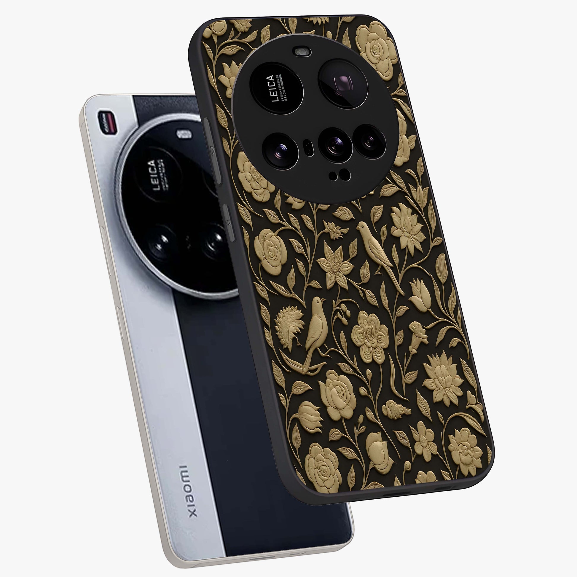 Golden Evil Eye Mandala Glass Case displayed in angled mockup highlighting protective evil eye symbol with golden mandala design.