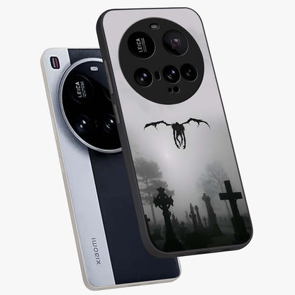 Graveyard Shadow Descent Glass Case displayed in angled mockup highlighting eerie shadow illustration with gothic aesthetic.