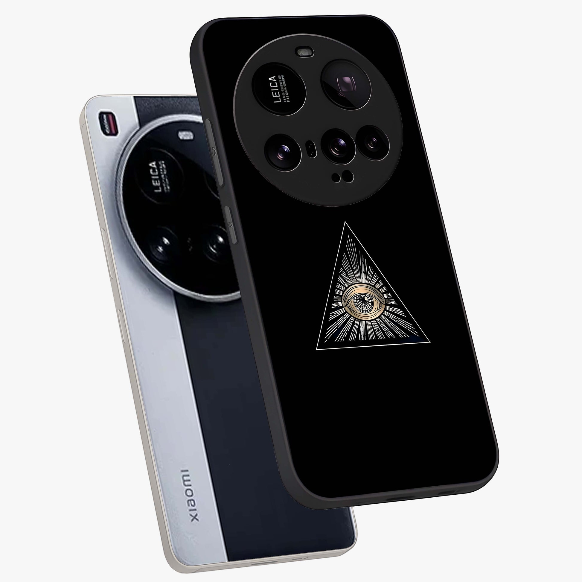 Illuminati Evil Glass Case displayed in angled mockup highlighting dark occult inspired design with bold aesthetic style.