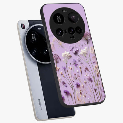 Lavender Blossom Dream Glass Case displayed in angled mockup highlighting dreamy lavender flower design with calming aesthetic style.