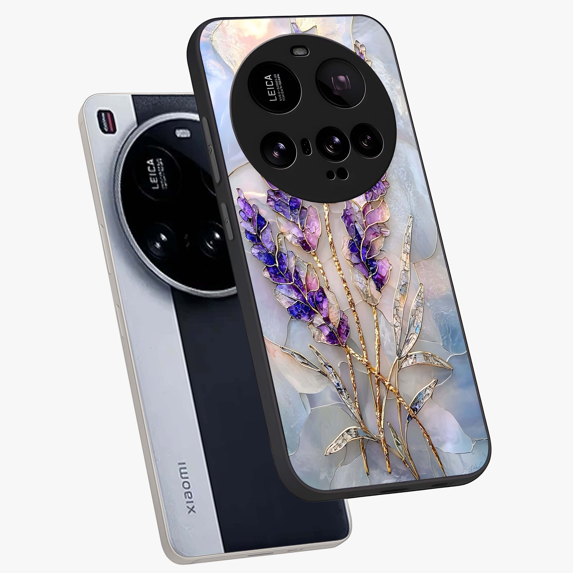 Lavender Dream Glow Glass Case displayed in angled mockup highlighting dreamy purple glow design with soft artistic style.