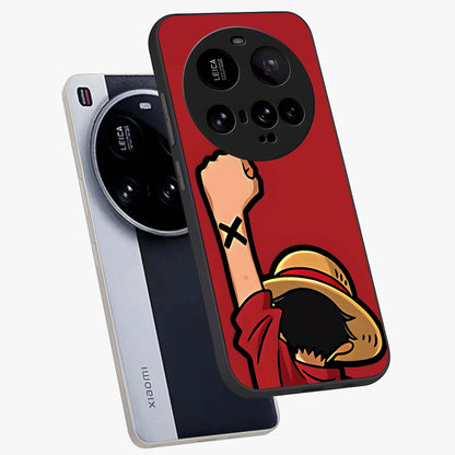 Luffy X Spirit Glass Case displayed in angled mockup highlighting powerful anime design with energetic action aesthetic.