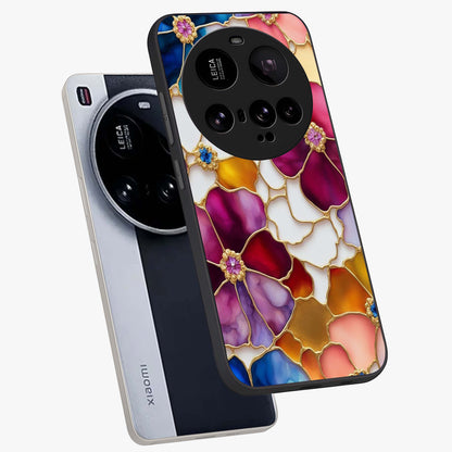 Marble Flower Pattern Glass Case displayed in angled mockup highlighting elegant marble floral design with modern aesthetic.