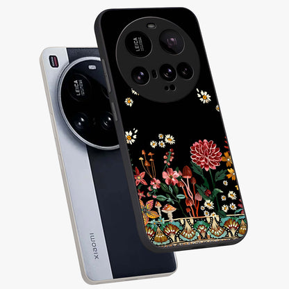 Midnight Bloom Pattern Glass Case displayed in angled mockup highlighting elegant flower design with midnight aesthetic style.