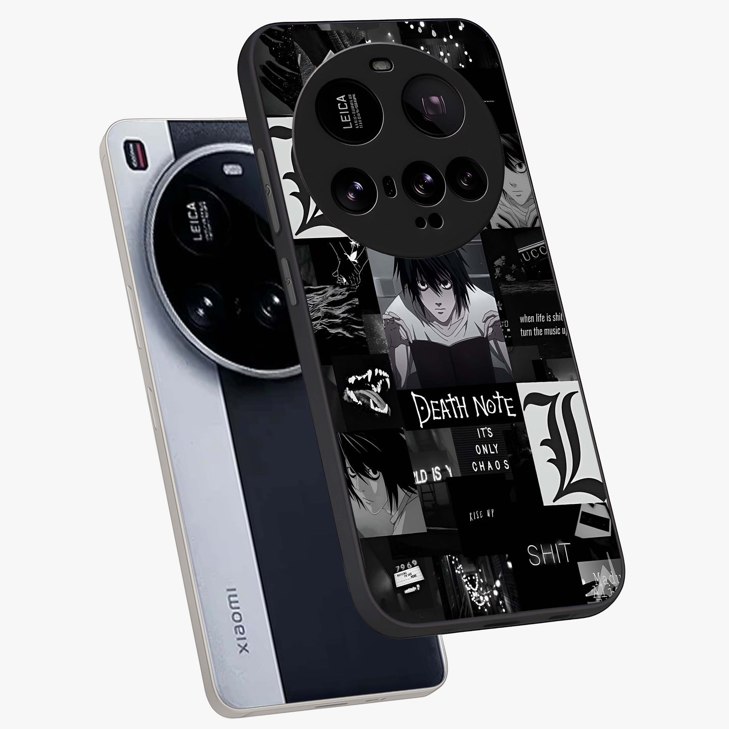 Midnight Chaos Mind Glass Case displayed in angled mockup highlighting chaotic artistic design with dramatic midnight aesthetic.