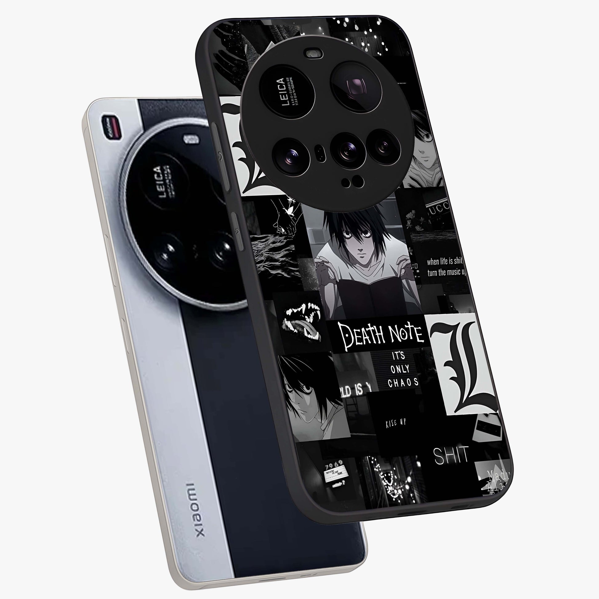 Midnight Chaos Mind Glass Case displayed in angled mockup highlighting chaotic artistic design with dramatic midnight aesthetic.