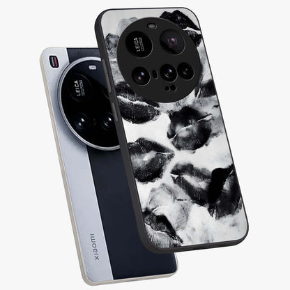 Midnight Kiss Marks Glass Case displayed in angled mockup highlighting playful romantic design with bold midnight aesthetic.