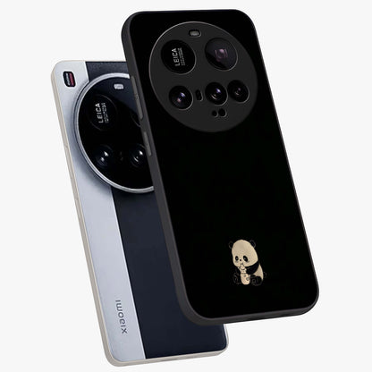 Midnight Panda Love Glass Case displayed in angled mockup highlighting adorable panda illustration with midnight aesthetic.