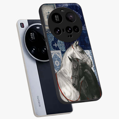 Midnight Stallion Blues Glass Case displayed in angled mockup highlighting powerful stallion illustration with deep midnight tones.