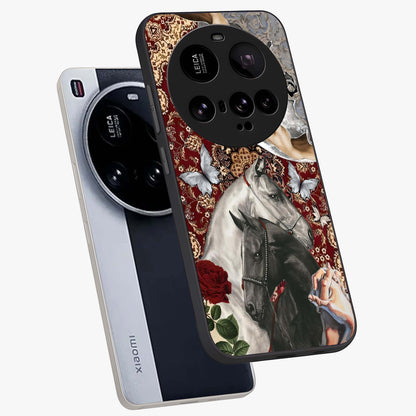 Moonlit Royal Stallion Glass Case displayed in angled mockup highlighting powerful stallion illustration with royal night aesthetic.