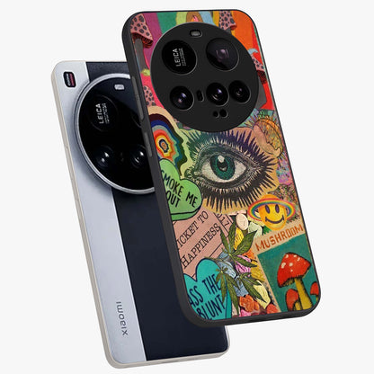 Mystic Eye Wonderland Glass Case displayed in angled mockup highlighting magical eye illustration with dreamy aesthetic.