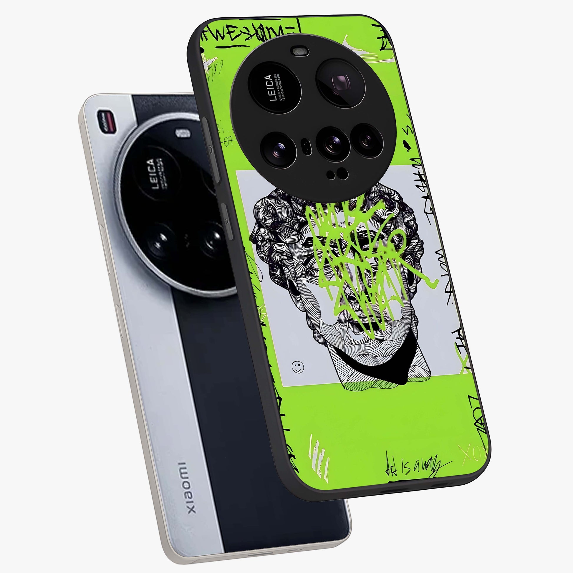Neo Graffiti Rebellion Glass Case displayed in angled mockup highlighting urban street art design with rebellious aesthetic.