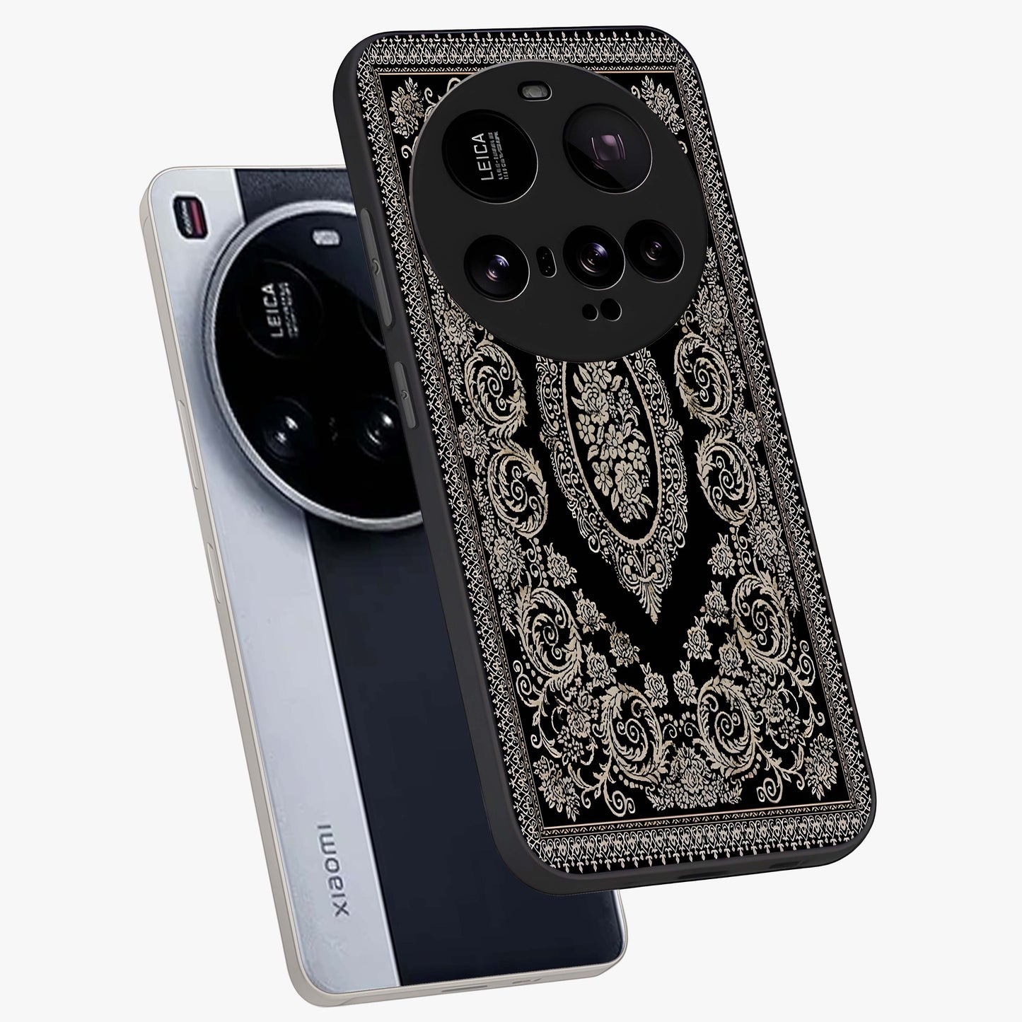 Noir Bloom Elegance Glass Case displayed in angled mockup highlighting refined flower design with stylish noir aesthetic.