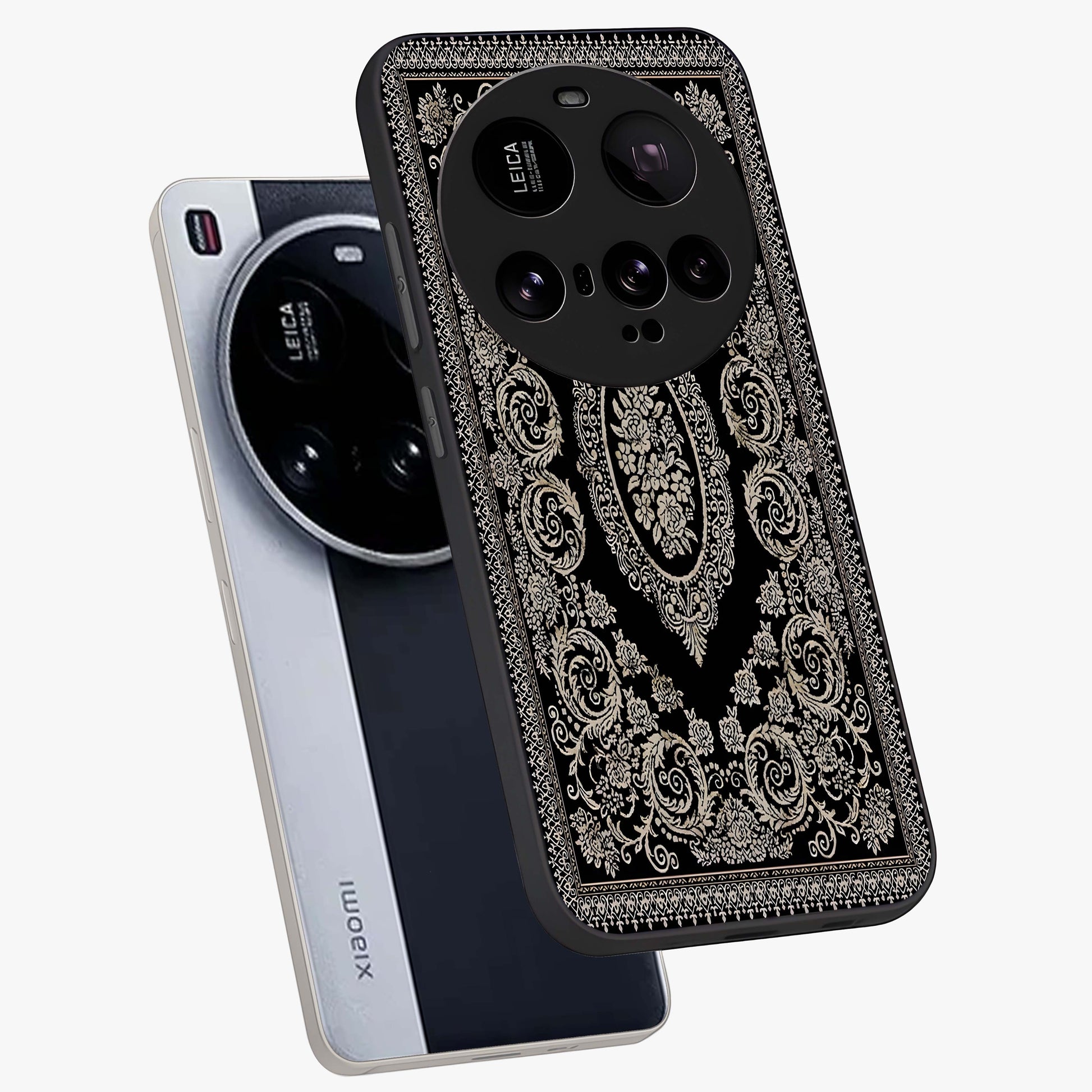 Noir Bloom Elegance Glass Case displayed in angled mockup highlighting refined flower design with stylish noir aesthetic.
