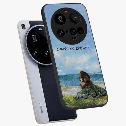 Peace Beyond War Glass Case displayed in angled mockup highlighting meaningful message design with artistic aesthetic style.