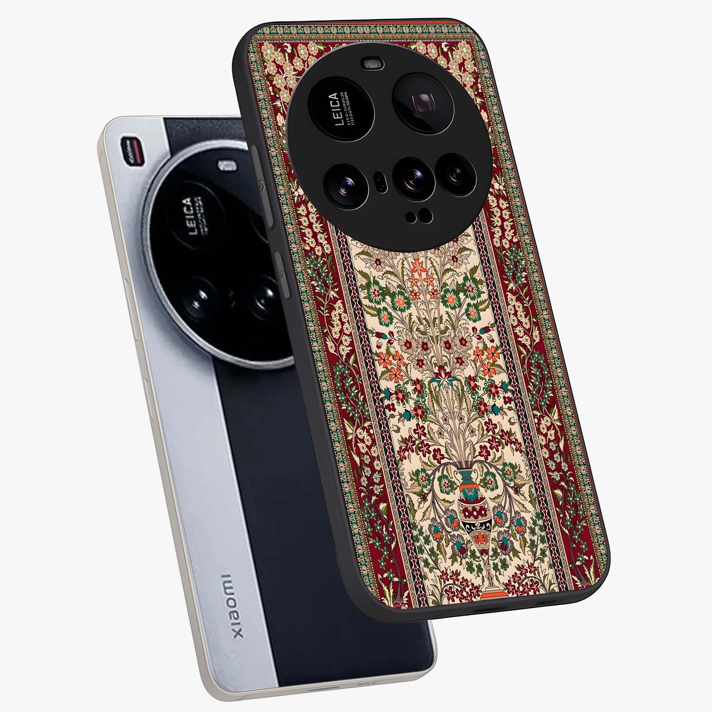 Persian Inspired Glass Case displayed in angled mockup highlighting intricate traditional design with elegant cultural aesthetic.