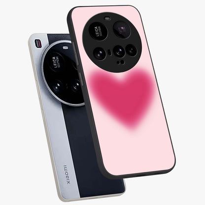 Pink Aura Heart Glass Case displayed in angled mockup highlighting vibrant pink heart design with dreamy aura aesthetic.