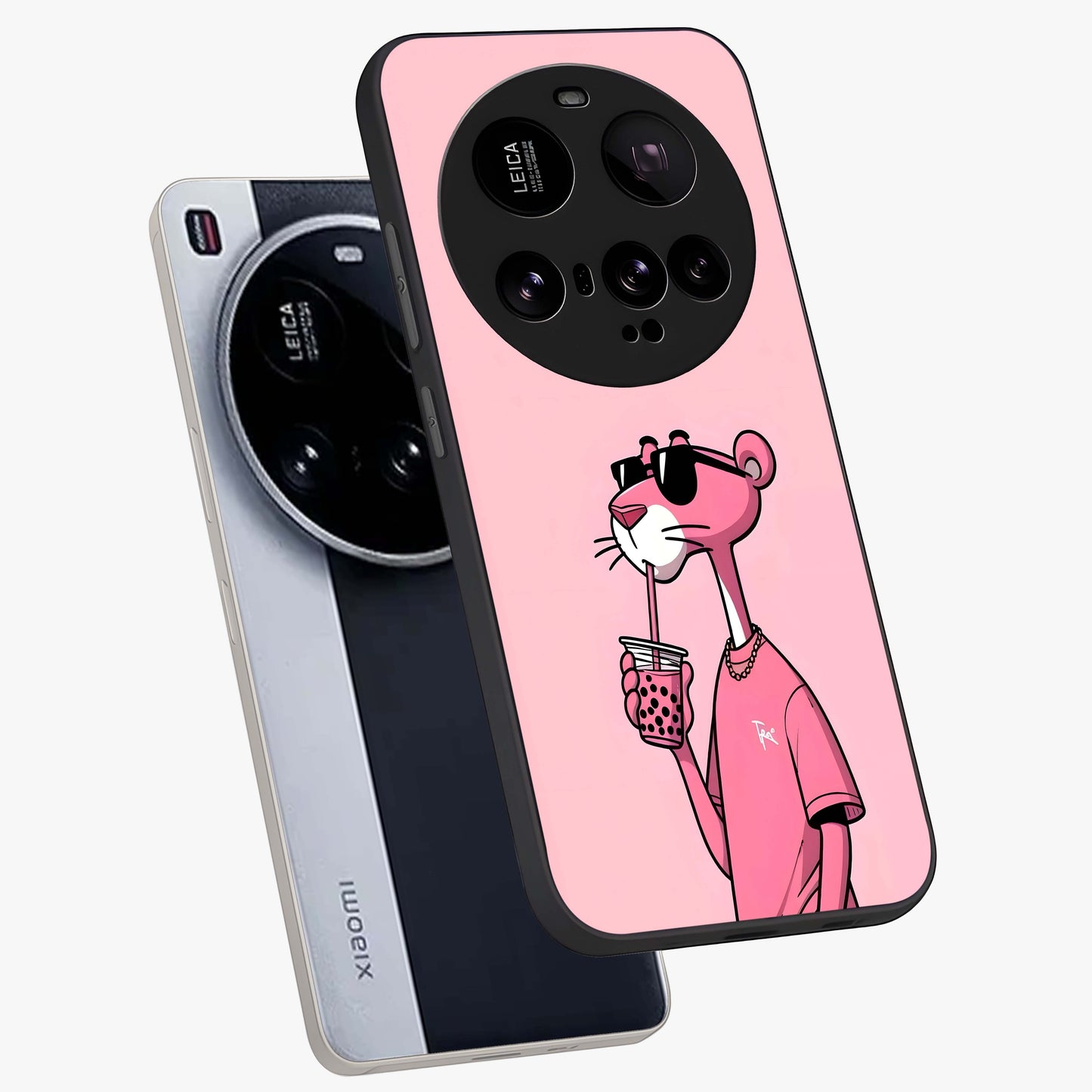Pink Panther Glass Case displayed in angled mockup highlighting playful cartoon character design with vibrant pink aesthetic.
