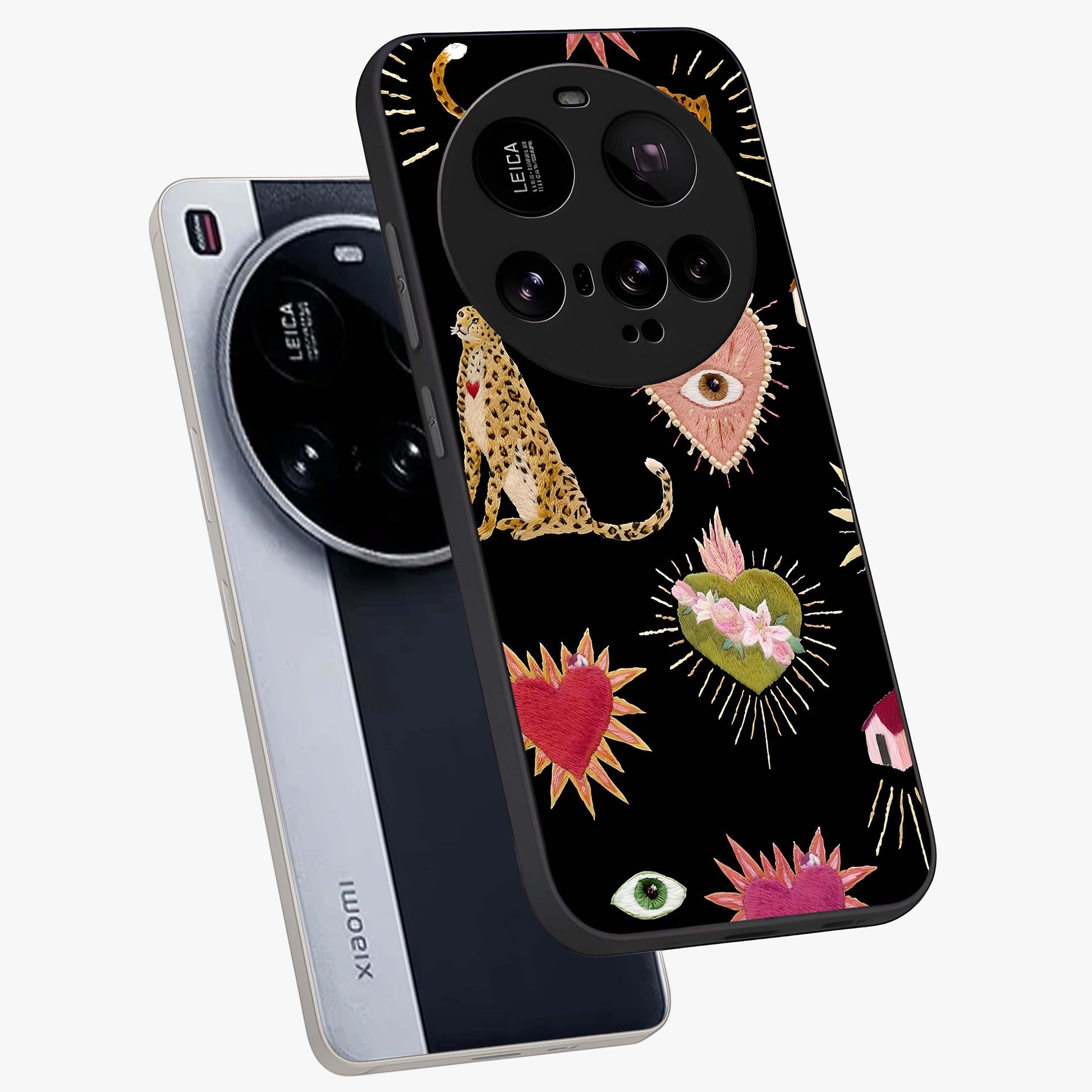 Sacred Jungle Heart Glass Case displayed in angled mockup highlighting lush tropical design with natural aesthetic style.