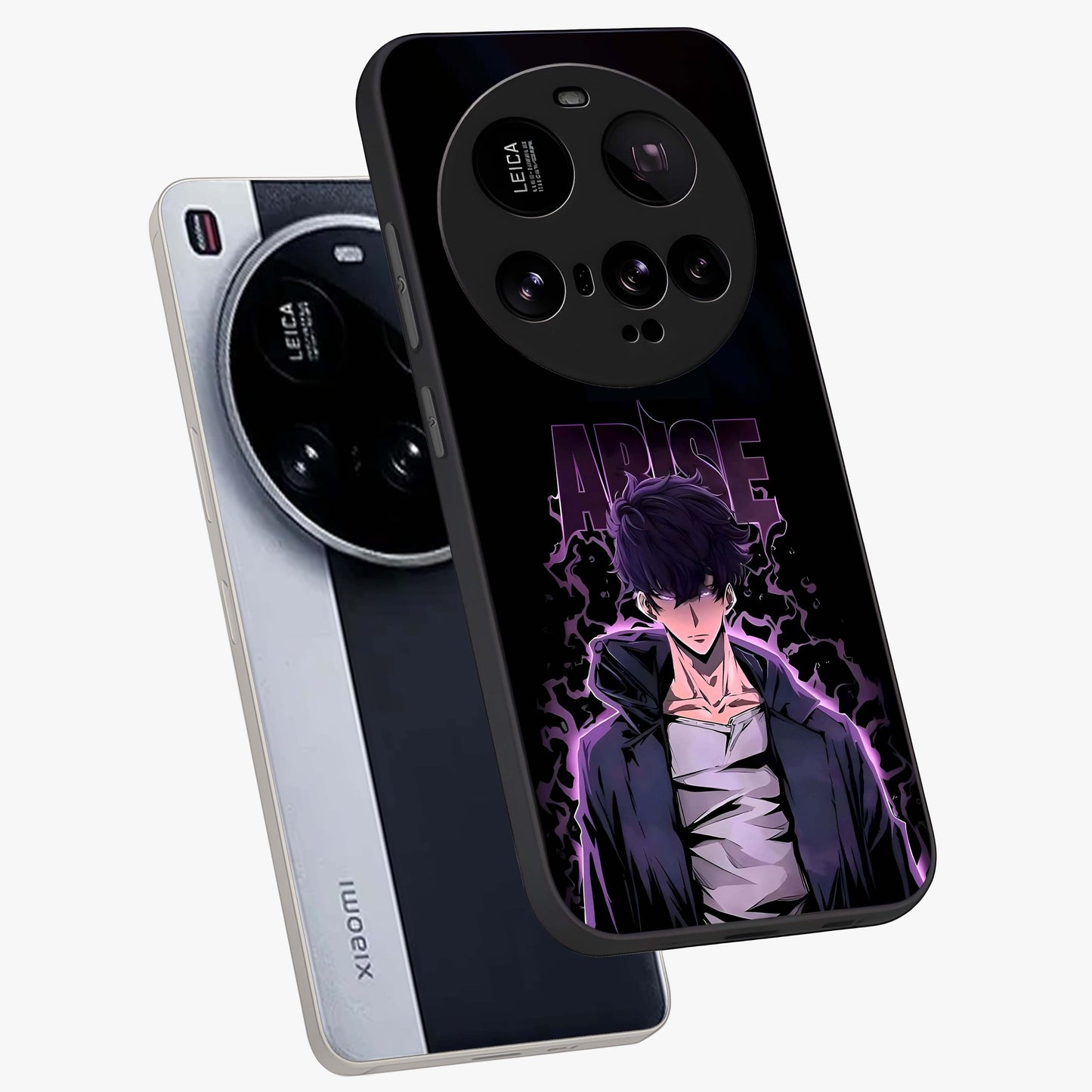 Shadow Monarch Awakening Glass Case displayed in angled mockup highlighting dramatic shadow warrior design with fantasy aesthetic.
