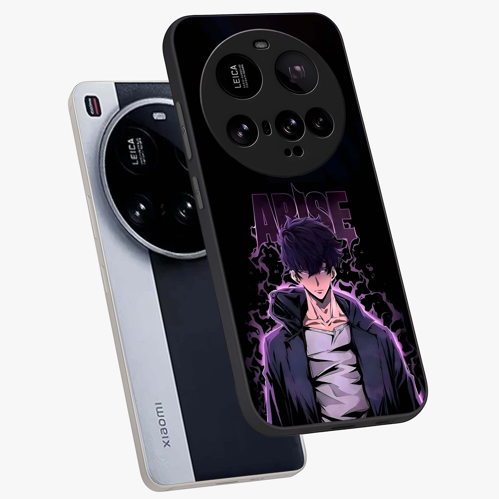 Shadow Monarch Awakening Glass Case displayed in angled mockup highlighting dramatic shadow warrior design with fantasy aesthetic.