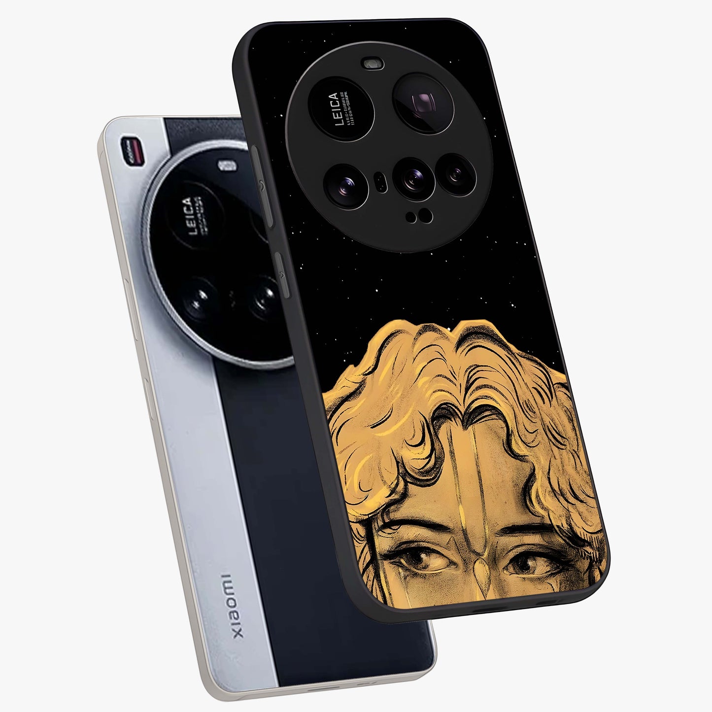Shri Krishna Art Glass Case displayed in angled mockup highlighting spiritual Krishna illustration with divine aesthetic.