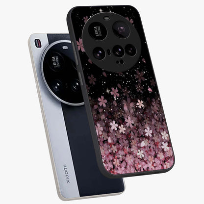 Small Starry Flowers Glass Case displayed in angled mockup highlighting tiny flower pattern with celestial aesthetic style.