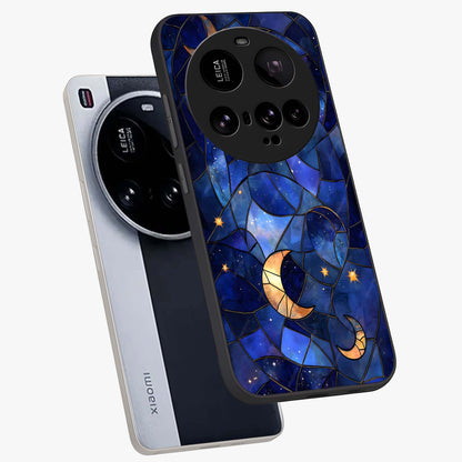 Starlit Sky Tapestry Glass Case displayed in angled mockup highlighting celestial night pattern with artistic aesthetic style.