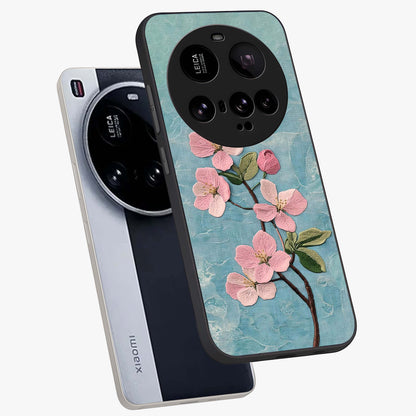 Threaded Blossom Breeze Glass Case displayed in angled mockup highlighting elegant floral design with soft aesthetic style.