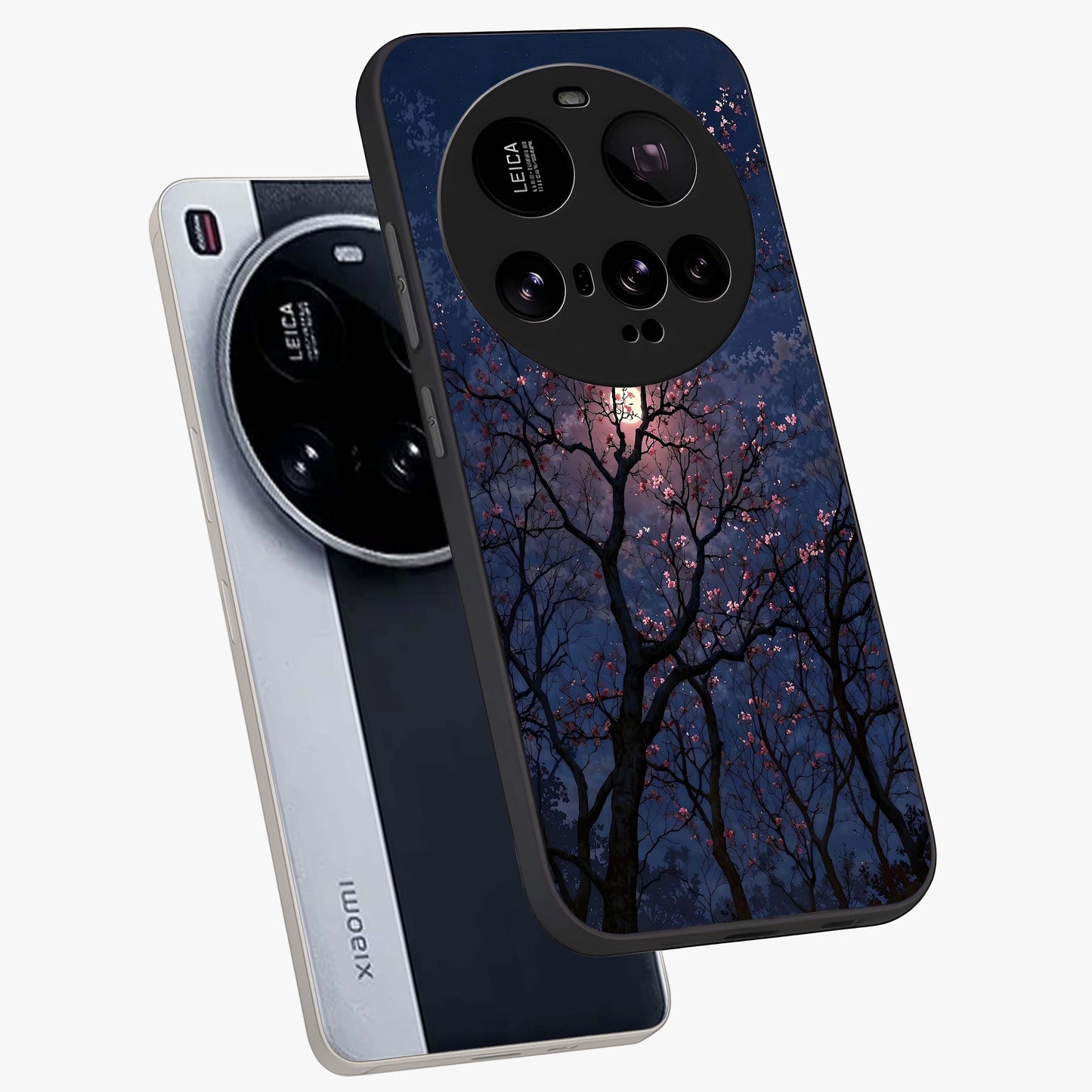 Twilight Sakura Serenade Glass Case displayed in angled mockup highlighting delicate sakura flower design with dreamy aesthetic.
