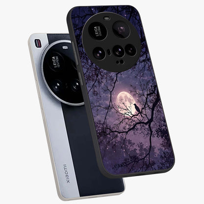 Whispering Moon Silence Glass Case displayed in angled mockup highlighting calm lunar design with dreamy night aesthetic.