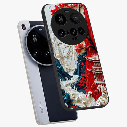 Whispers Of Sakura Waves Glass Case displayed in angled mockup highlighting flowing sakura design with soft floral aesthetic.