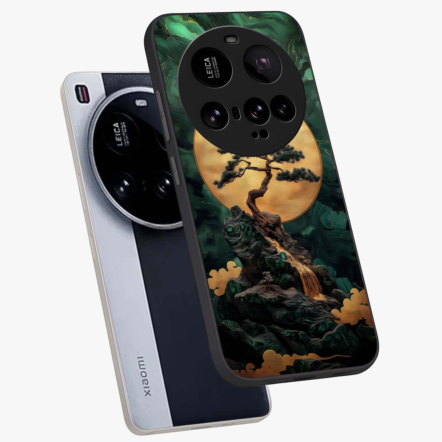 Zen Moon Rise Glass Case displayed in angled mockup highlighting peaceful lunar design with zen aesthetic style.