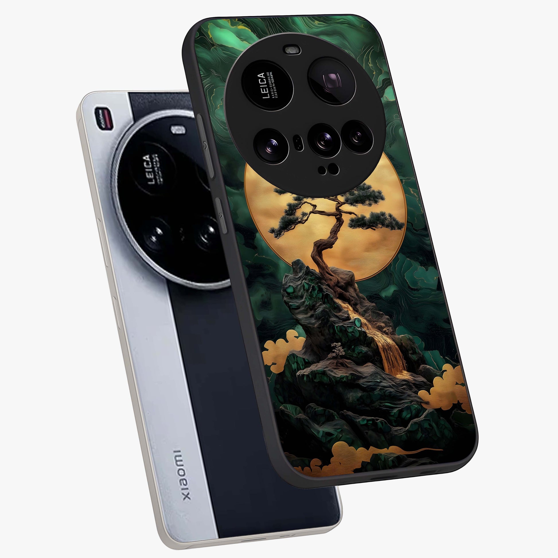 Zen Moon Rise Glass Case displayed in angled mockup highlighting peaceful lunar design with zen aesthetic style.