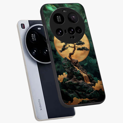 Zen Moon Rise Glass Case displayed in angled mockup highlighting peaceful lunar design with zen aesthetic style.