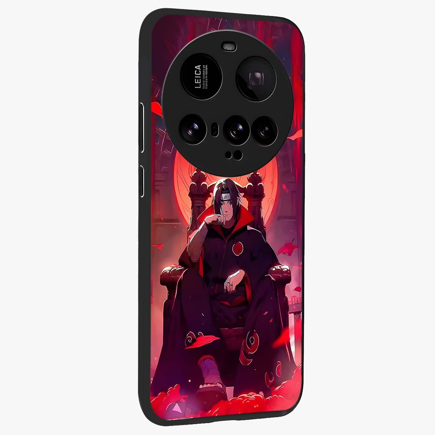 Blood Moon Sovereign Glass Case upright view showcasing powerful moon inspired artwork with cosmic aesthetic style.