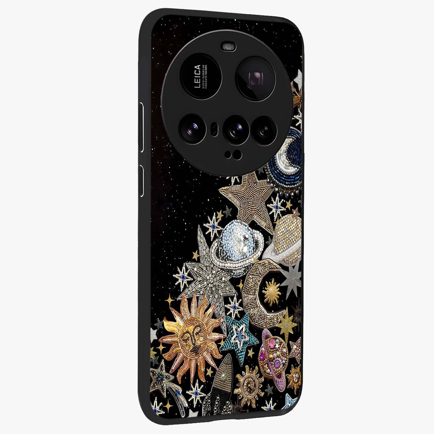 Cosmic Sparkle Dreams Glass Case upright view showcasing glowing cosmic artwork with magical galaxy theme.