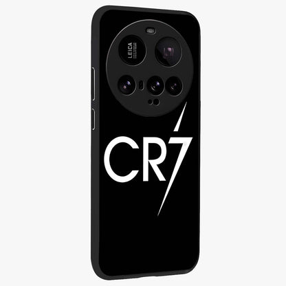 Cr7 Elite Strike Glass Case upright view showcasing energetic football inspired design with modern sports aesthetic.