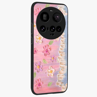 Dreamy Painted Garden Glass Case upright view showcasing vibrant floral garden artwork with artistic nature theme.