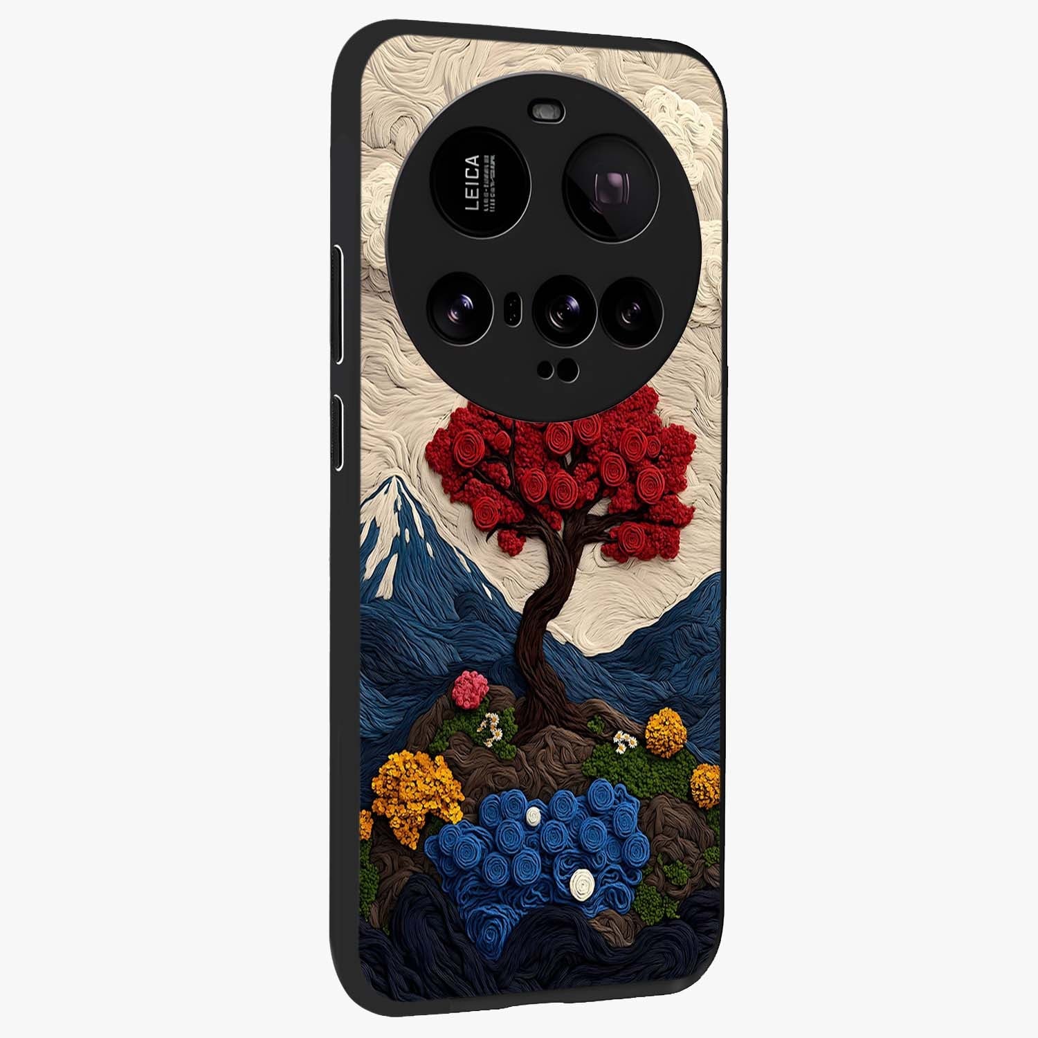 Eternal Nature Tapestry Glass Case upright view showcasing elegant nature tapestry design with decorative style.
