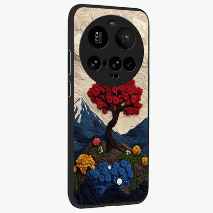 Eternal Nature Tapestry Glass Case upright view showcasing elegant nature tapestry design with decorative style.