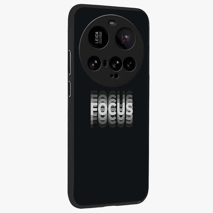 Focus Mode On Glass Case upright view showcasing strong typography statement with sleek motivational theme.