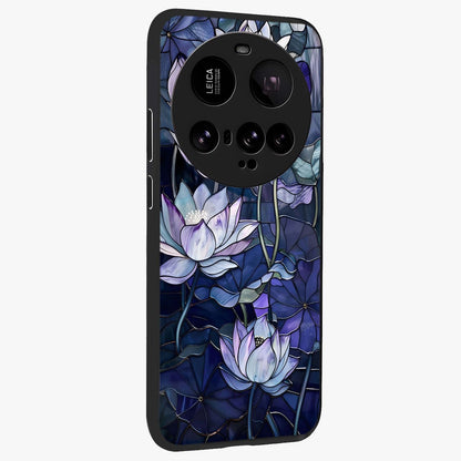 Gloss Petal Rush Glass Case upright view showcasing dynamic floral petal artwork with modern botanical theme.