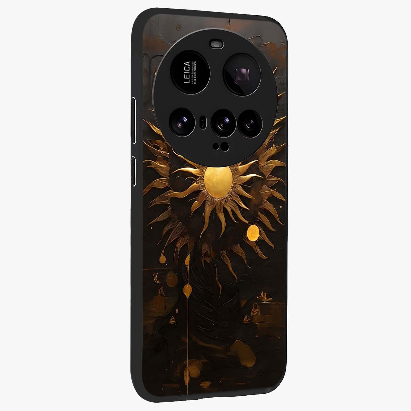 Golden Sun Majesty Glass Case upright view showcasing haunting graveyard artwork with dramatic dark theme.