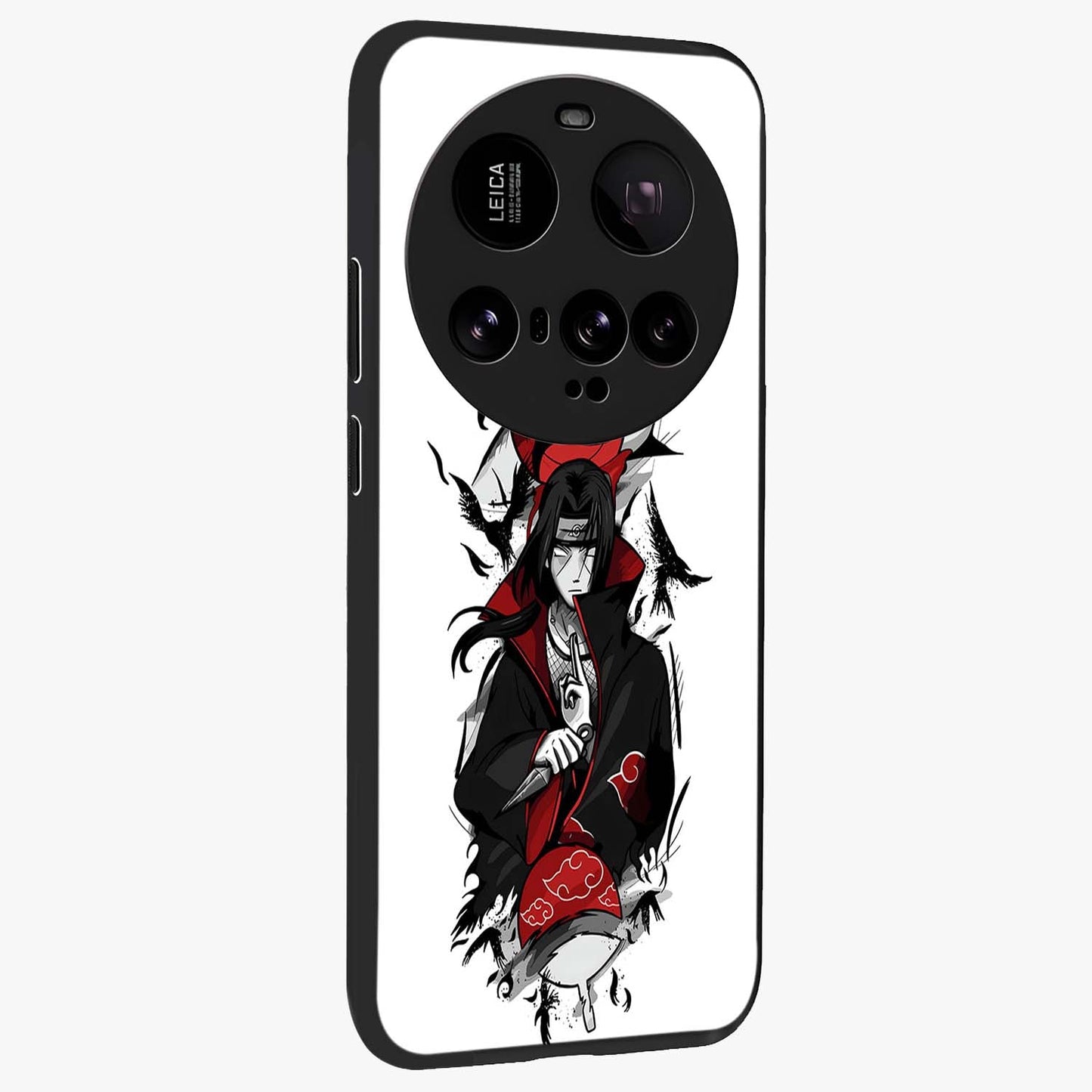Itachi Limited Edition Naruto Anime Glass Case upright view showcasing intense anime artwork with powerful character theme.