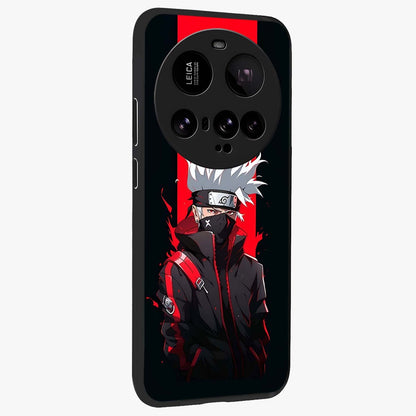 Kakashi Scarlet Shadow Glass Case upright view showcasing intense anime ninja artwork with dark action theme.