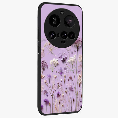Lavender Blossom Dream Glass Case upright view showcasing delicate lavender blossom artwork with peaceful floral theme.