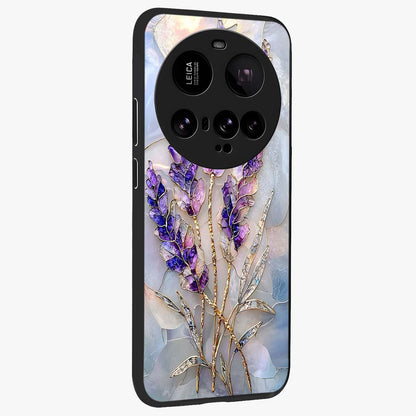 Lavender Dream Glow Glass Case upright view showcasing radiant lavender glow artwork with calming dreamy theme.